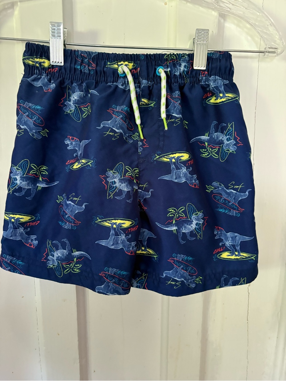 Tommy Bahama Navy Dino Surf Swim Trunks with Neon Accents